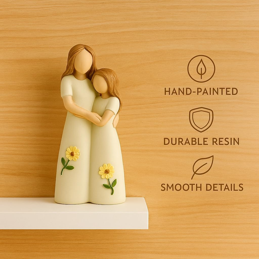 iStatue Mother Daughter Figurine – Hand-Painted Resin Hugging Statue, Ivory Home Décor Keepsake, Great for Women, Birthday for Mom (Beige) - Image 7