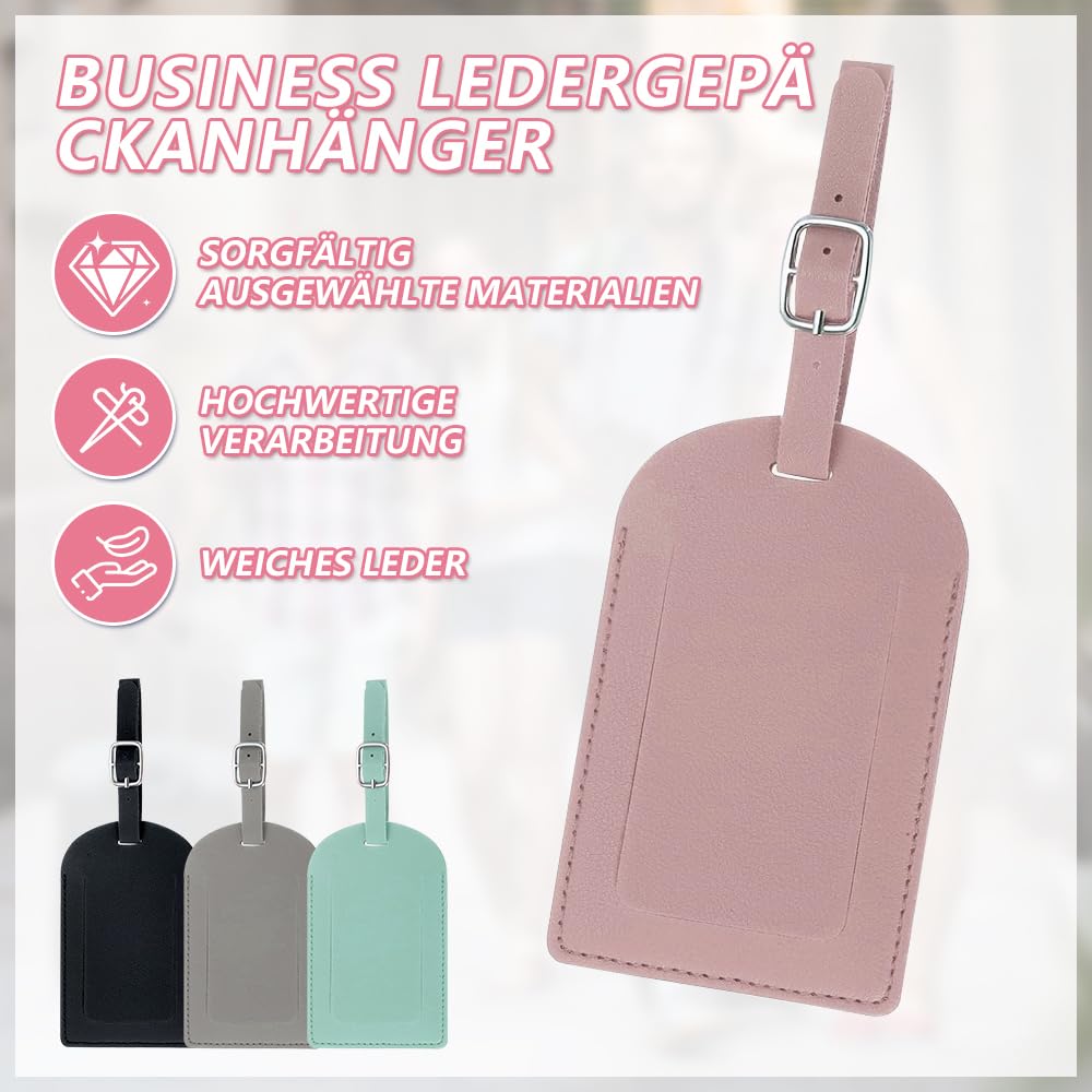 Funalix Kofferhangers, 4 stuks, PU-leer, waterdichte tags, kofferhanger met verstelbare gesp, voor zakenreizen, vliegreizen, koppels, bruiloft, reiscadeau (4 kleuren Funalix Kofferhangers, 4 stuks, PU-leer, waterdichte tags, kofferhanger met verstelbare gesp, voor zakenreizen, vliegreizen, koppels, bruiloft, reiscadeau (4 kleuren