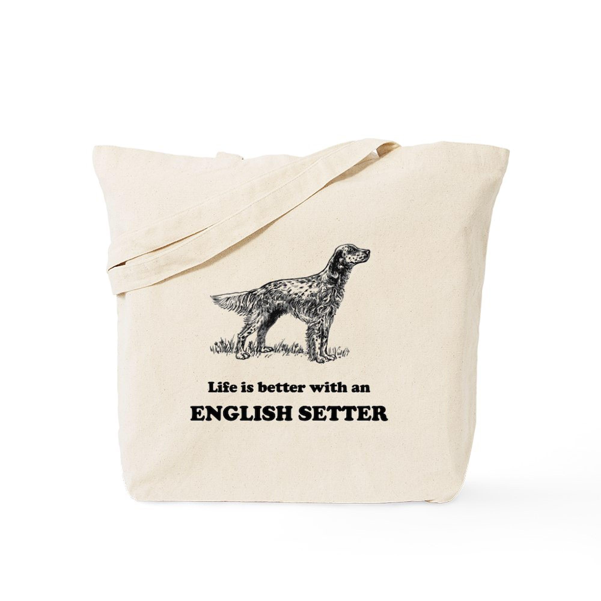 CafePress Life Is Better With An English Setter Tote Bag Natural Canvas Tote Bag, Reusable Shopping Bag
