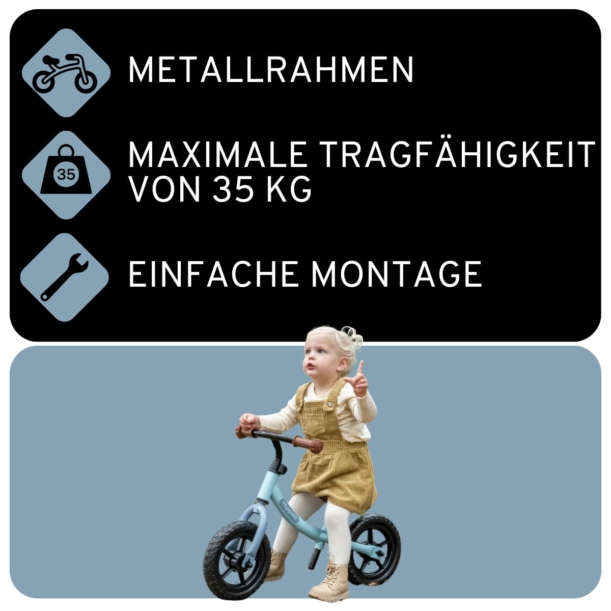 Laufrad Worker - ab 2 Jahren - Lauflernrad - Zweirad - Metall - Geburtstag Geschenk - CE