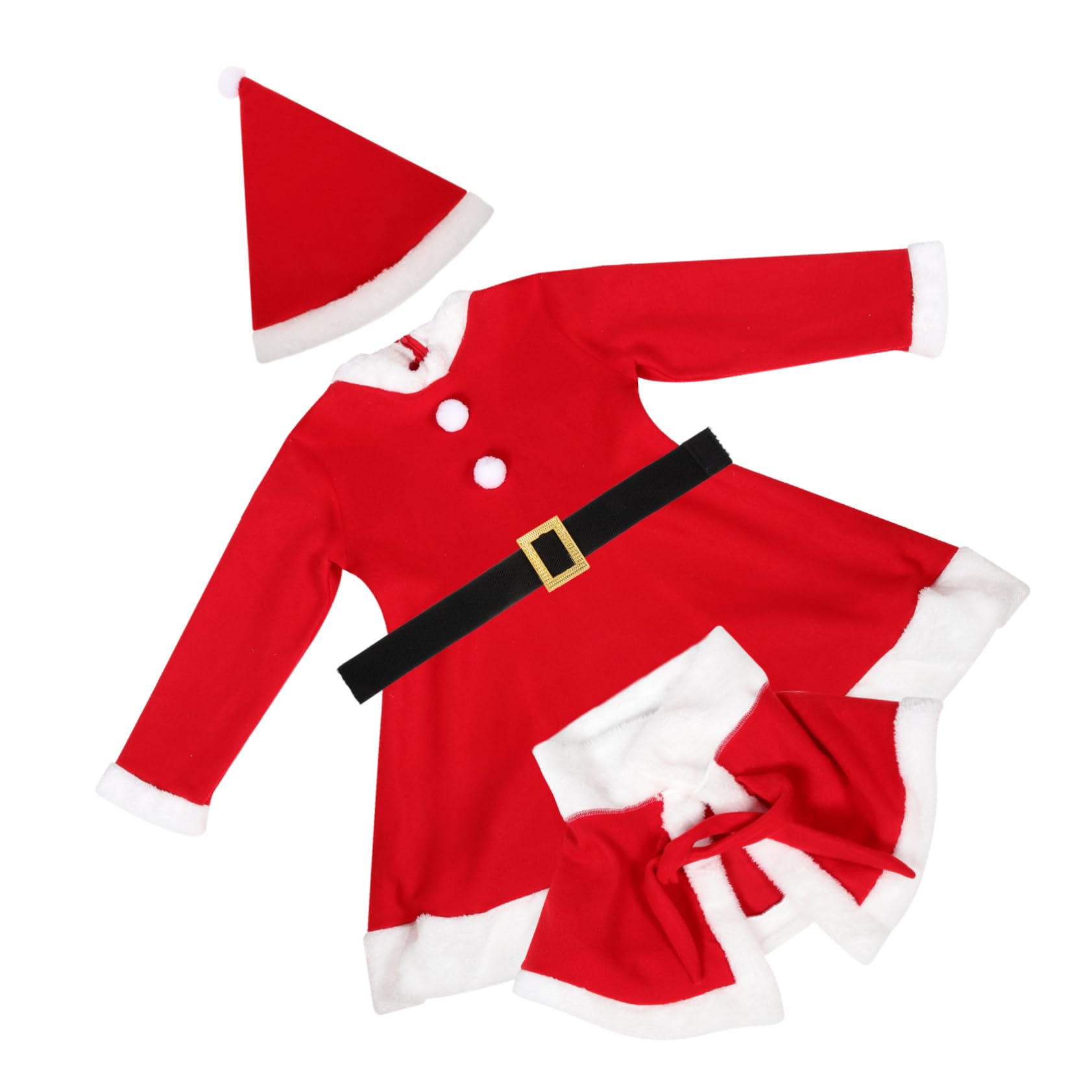LIFKOME Costume di Natale per Ragazze con Abito Sciarpa e Cappello per Feste Natalizie Realizzato in Morbido Poliestere