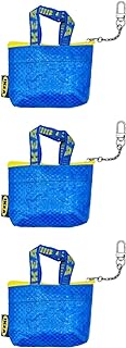 IKEA ミニバッグキーホルダーの賢い使い方 2 Ikea KNOLIG Mini Blue Bag Coin Purse with Keychain 104.782.42 - Set of 3, blue