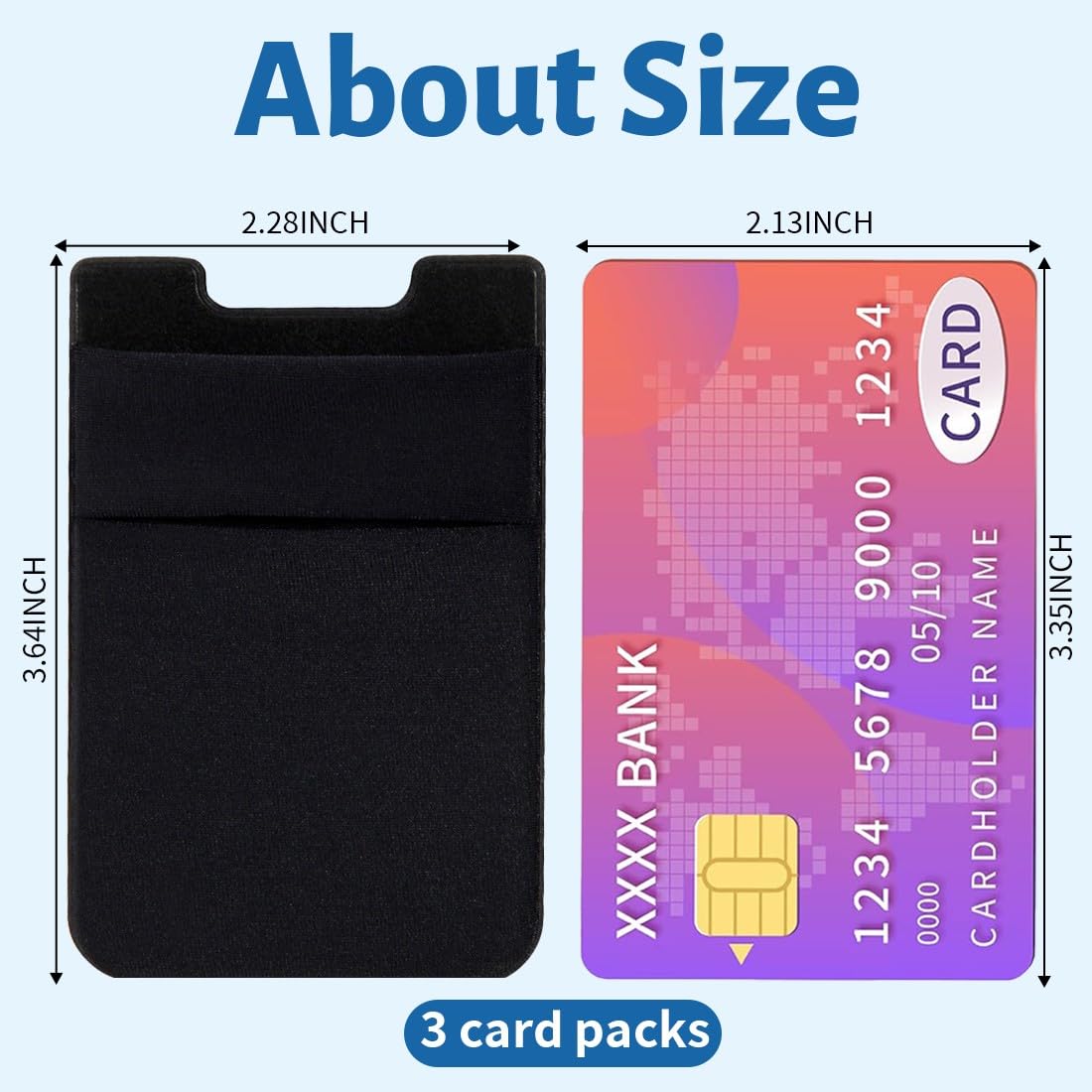 3 PCS Porta carte di credito per Cellulare, Titolare Della Carta per Cellulare Adesivo, Portafoglio per Smartphone, Porta Carte per Cellulare Adesivo Portafoglio, Wallet per Cellulare da incollare