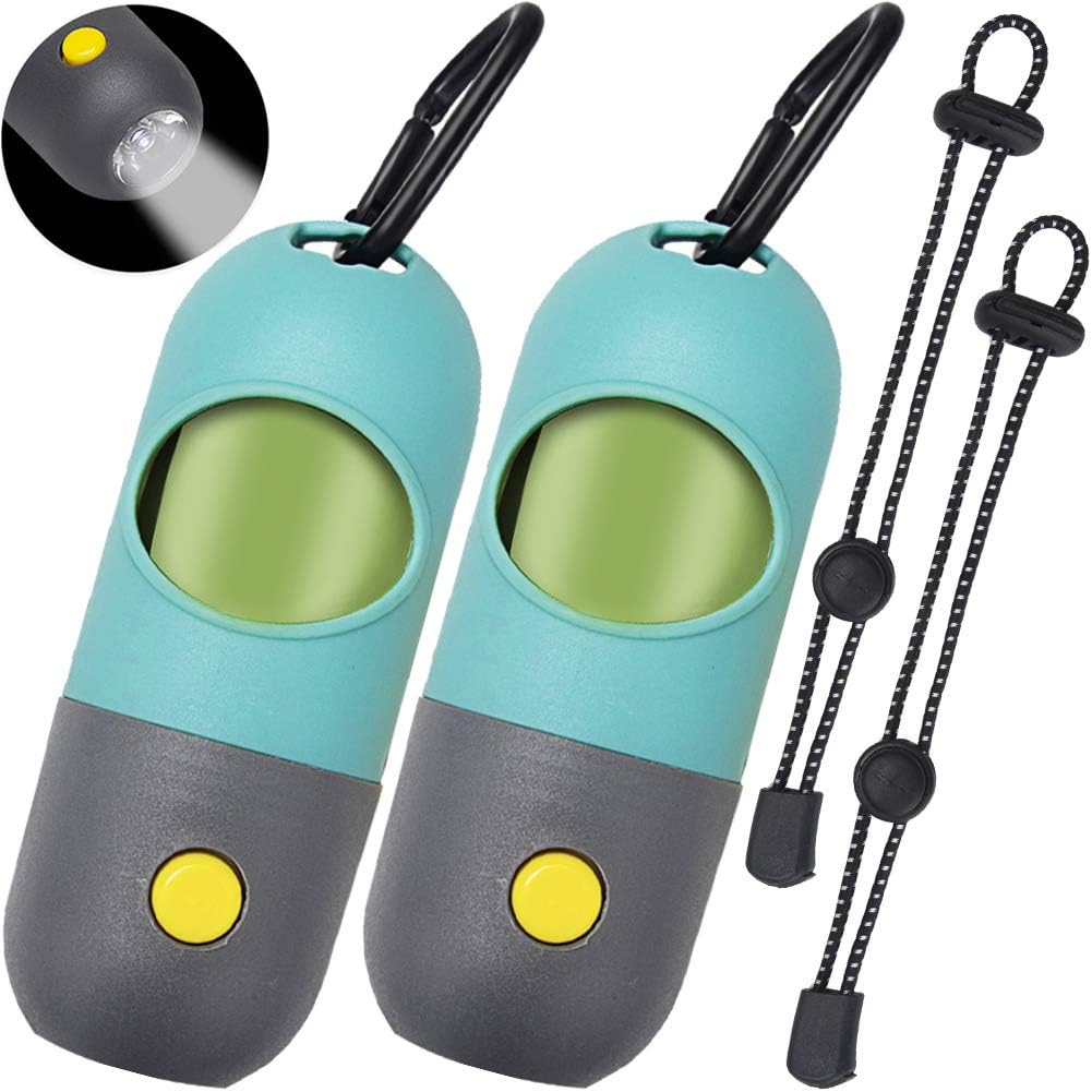 Coppthinktu 2PCS Dog Poop Bag Dispenser Flashlight Dog Poop Bag Holder, Pet Waste Bag Dispenser for Leash Doggy Bag Holder Hand Free…