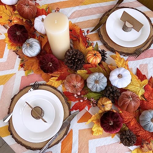Image of Winlyn 12 Pcs Assorted Small Faux Rustic Velvet Pumpkins Decorative Fabric Foam Pumpkins in Burgundy Bronze Gray White 3 inch for Fall Wedding Halloween Thanksgiving Table Centerpiece Decor