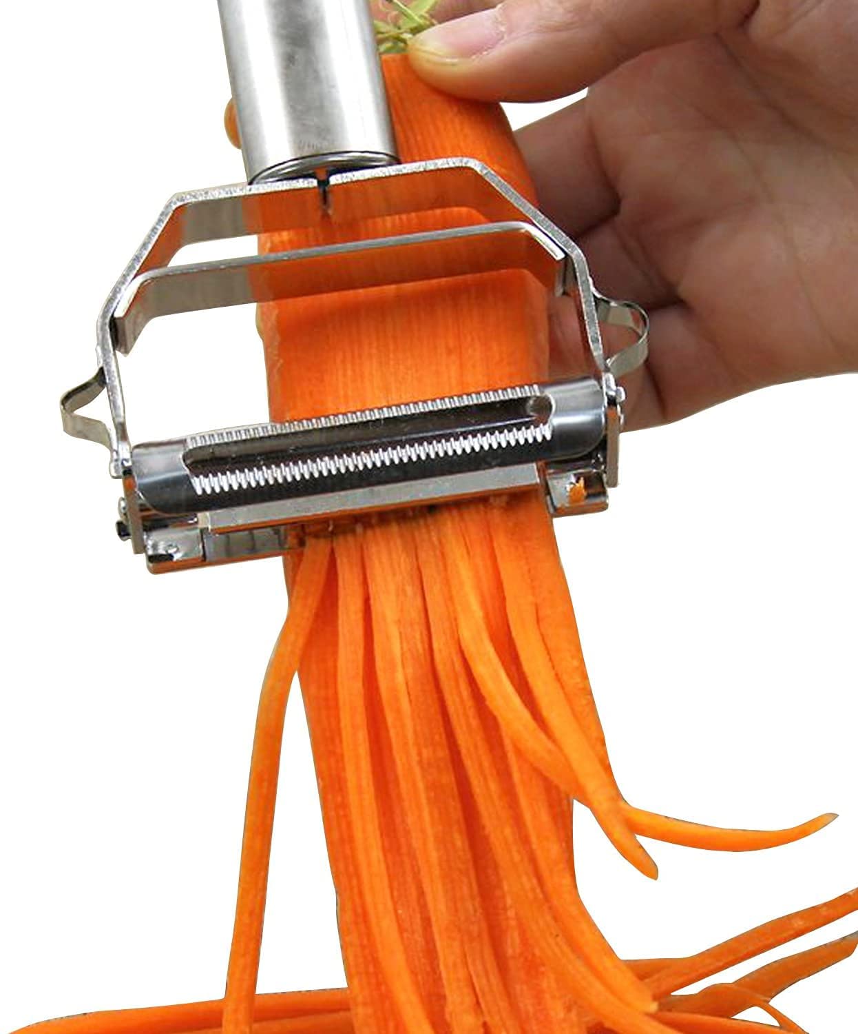 KANGXW Peeler Multifunctional Kitchen Stainless Steel 4-in-1 Peeler Peeling Slicing Shredding And Digging Holes Suitable For Carrot Potato Vegetable And Fruit Easy To Clean Double-Sided Blade