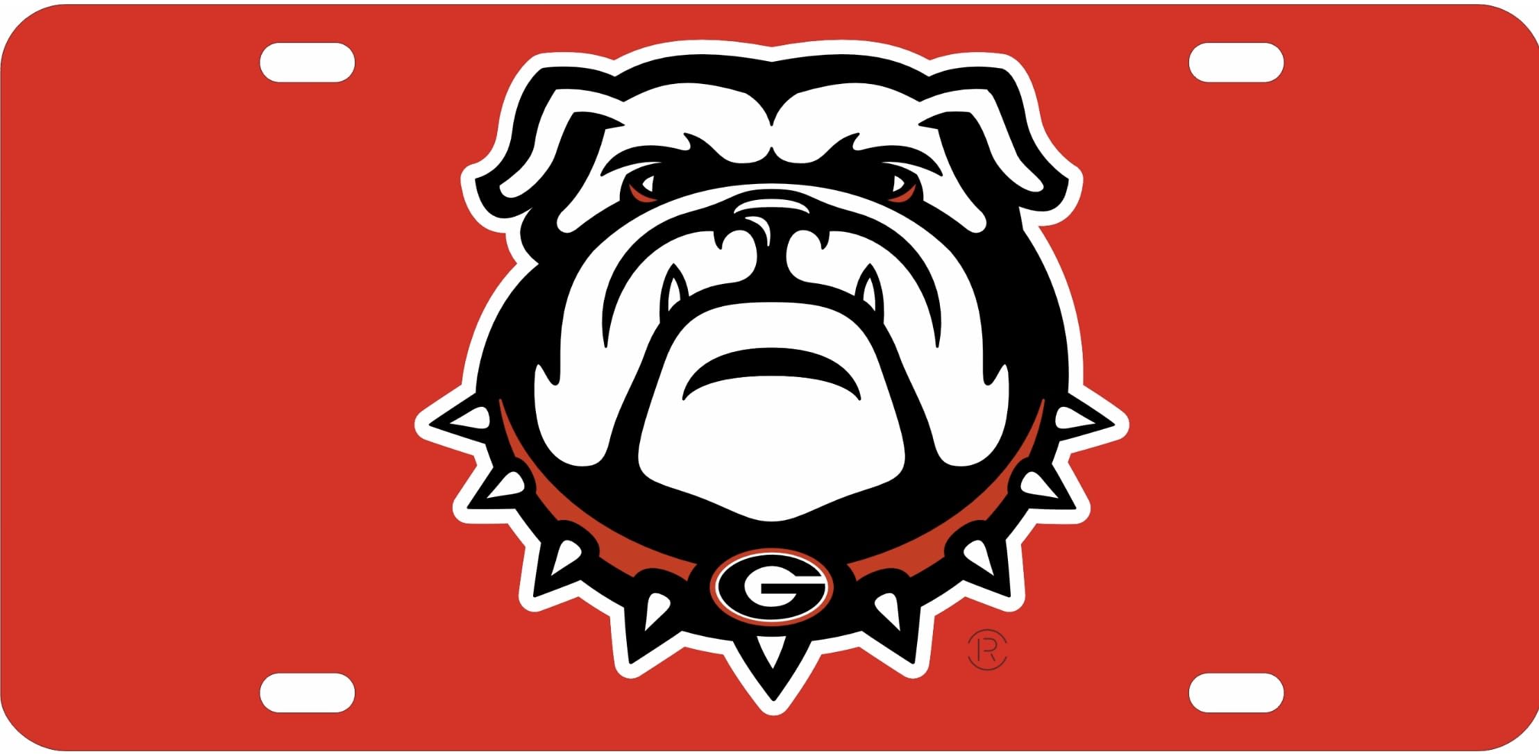 Georgia Bulldogs Laser Cut Printed Acrylic Bulldog Head Insert License Plate CRA Tag (Red)
