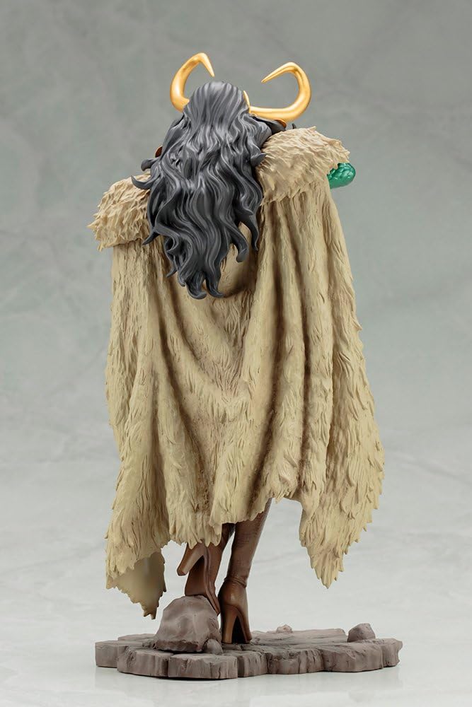 Back view of the Kotobukiya Marvel Lady Loki Bishoujo Statue MK199, showing the texture of her cape and hair.