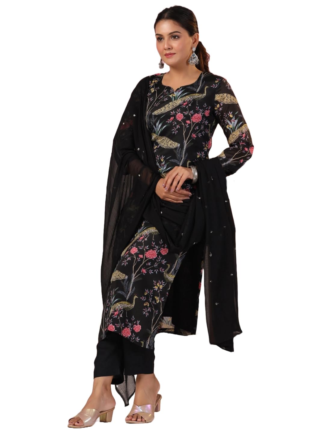 gosriki Cotton Blend Women's Kurta Pant with Dupatta Set-picture-30