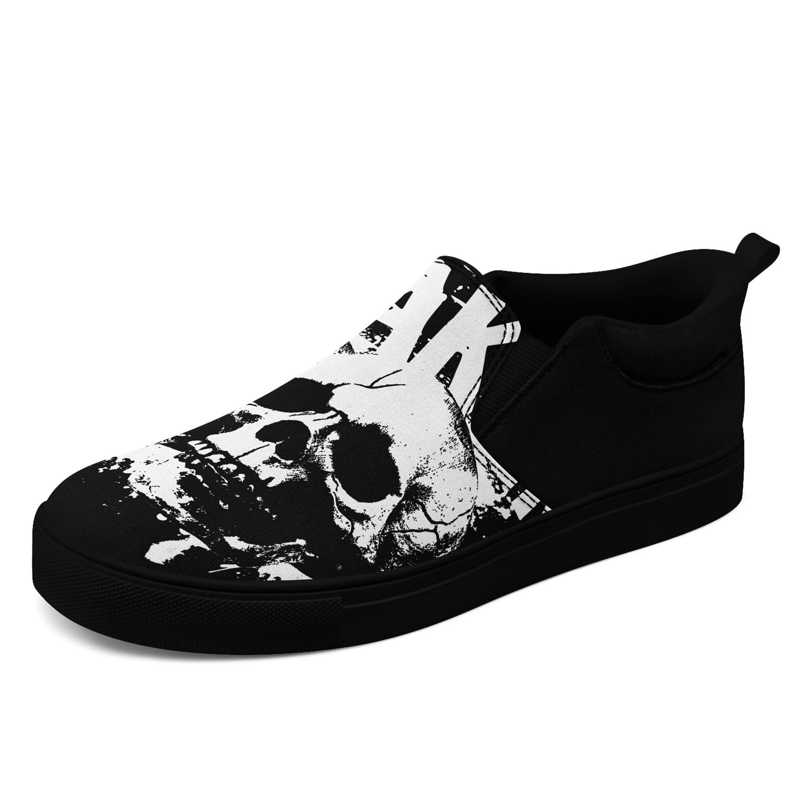 coolcustomize Gothic Low-Top Canvas Shoes for MenWomen Skull Floral Slip-On Sneakers Lightweight Comfort Streetwear Footwear