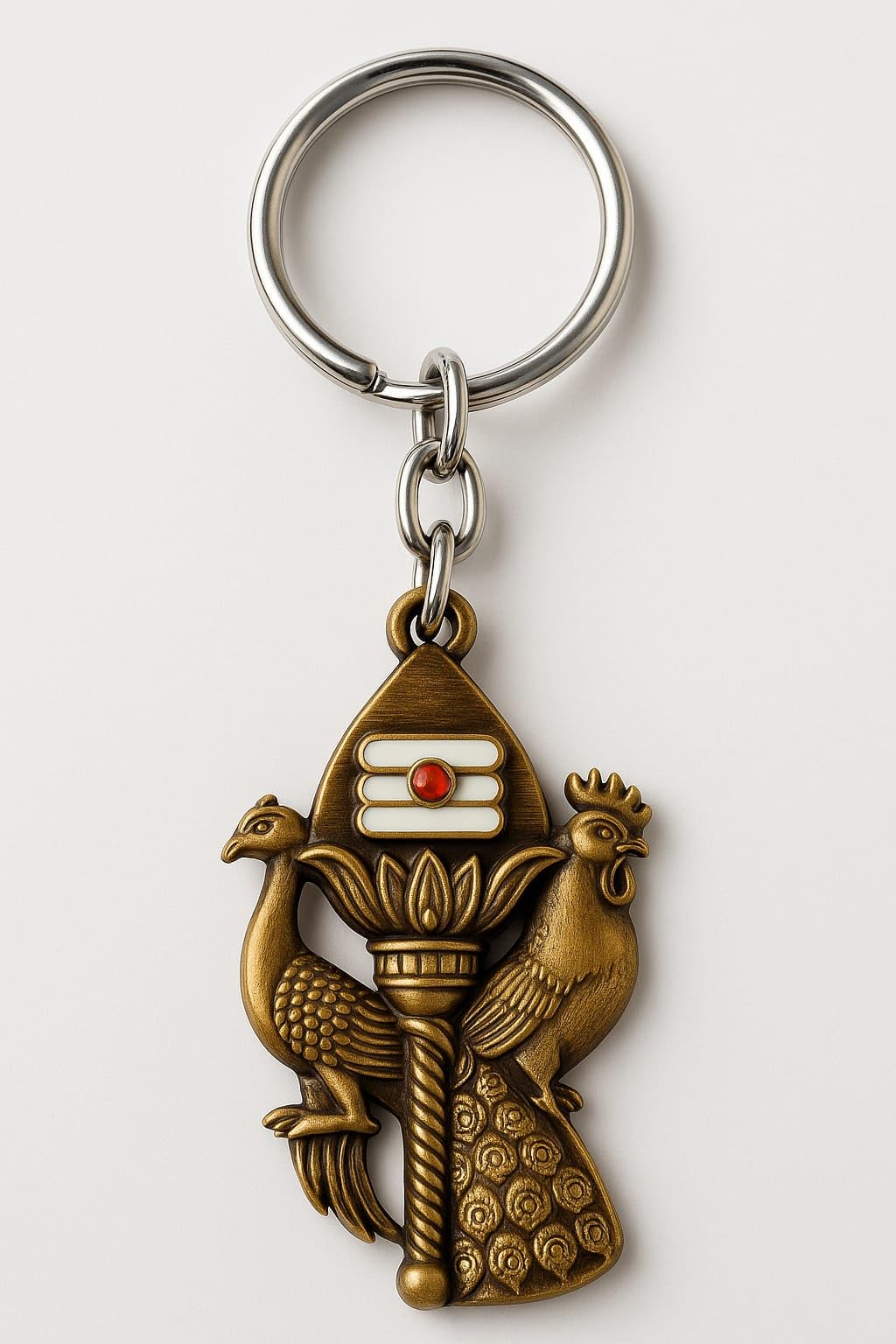 Premium Lord Murugan Vel Keychain | Divine Peacock & Rooster Brass Keyring | Spiritual Protection Key Chain for Bike, Car & Home | Tamil Hindu Religious Gift | Auspicious Murugan Vel-image-37