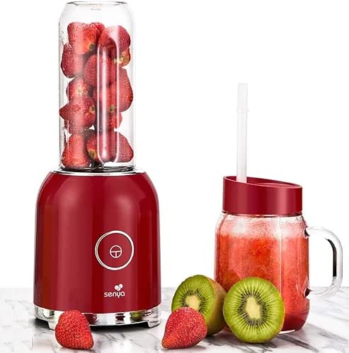 SENYA Blender smoothie portable avec 2 bouteilles rouge, Juicy Delight