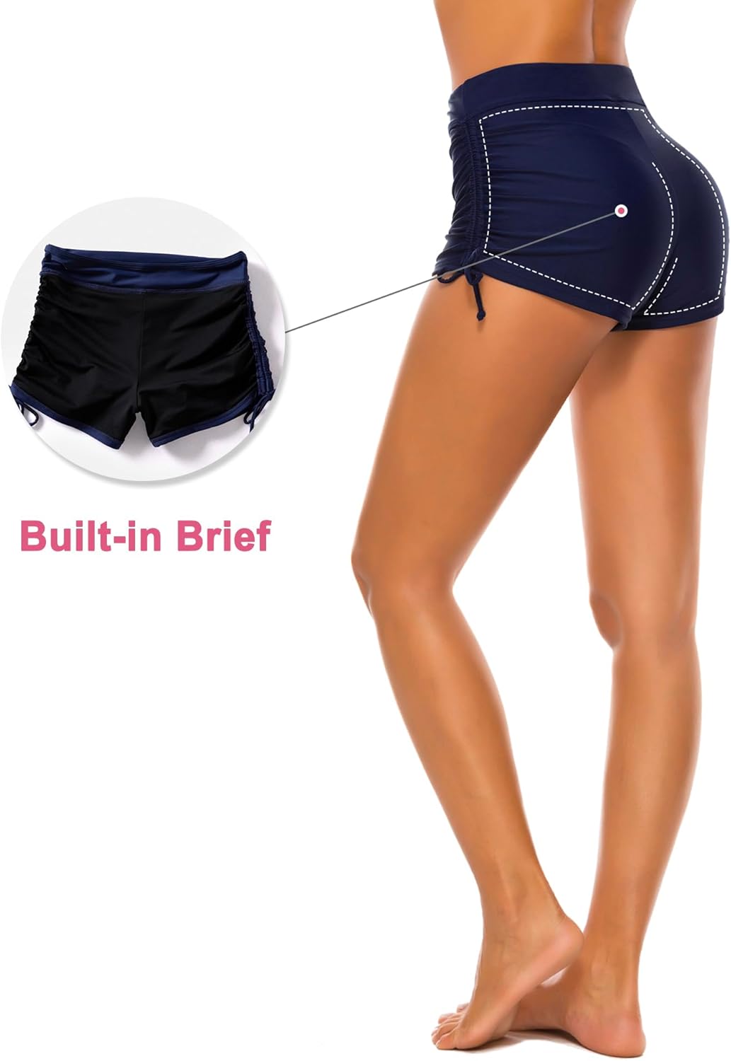 Women's Swim Shorts High Waisted Bathing Suit Bottoms Swimsuit Boy Shorts Swimwear Bikini Board Shorts - Image 4