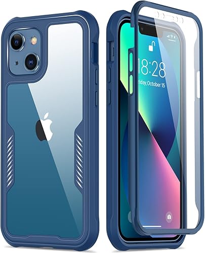 FUNMIKO Funda para iPhone 13 con protector de pantalla, protección resistente de grado milili, pase, de 21 pies, probada en caídas, duradera,