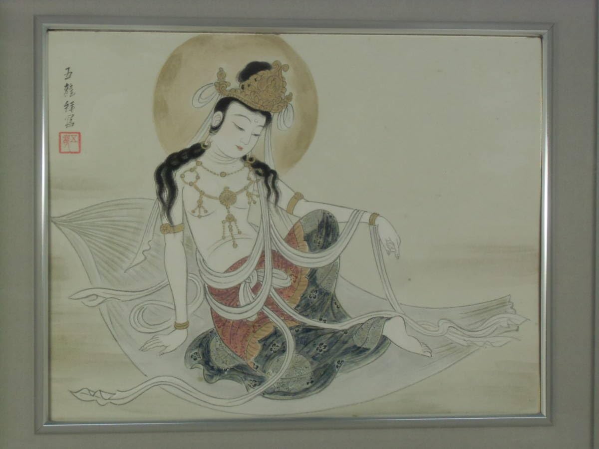 Amazon.co.jp: 品 真作保証 林五龍 色紙 日本画 五龍拜鳳 仏画 額 検
