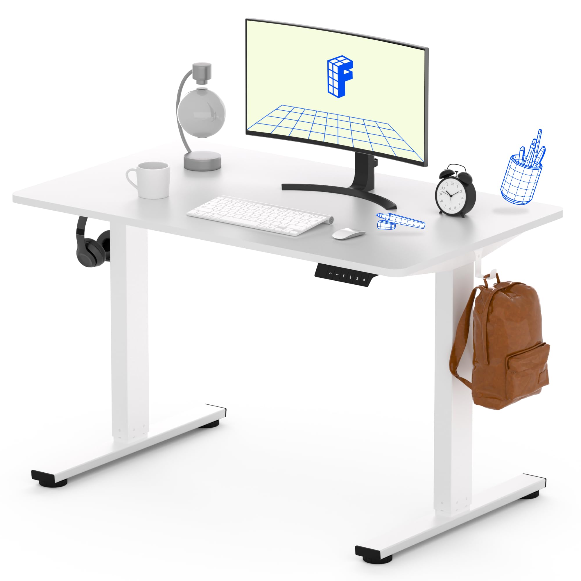 FLEXISPOT EN1 Whole-Piece Standing Desk Electric Stand Up Desk Workstation 40 x 24 Inches Desktop Ergonomic Height Adjustable (White Frame + 40" White Desktop)