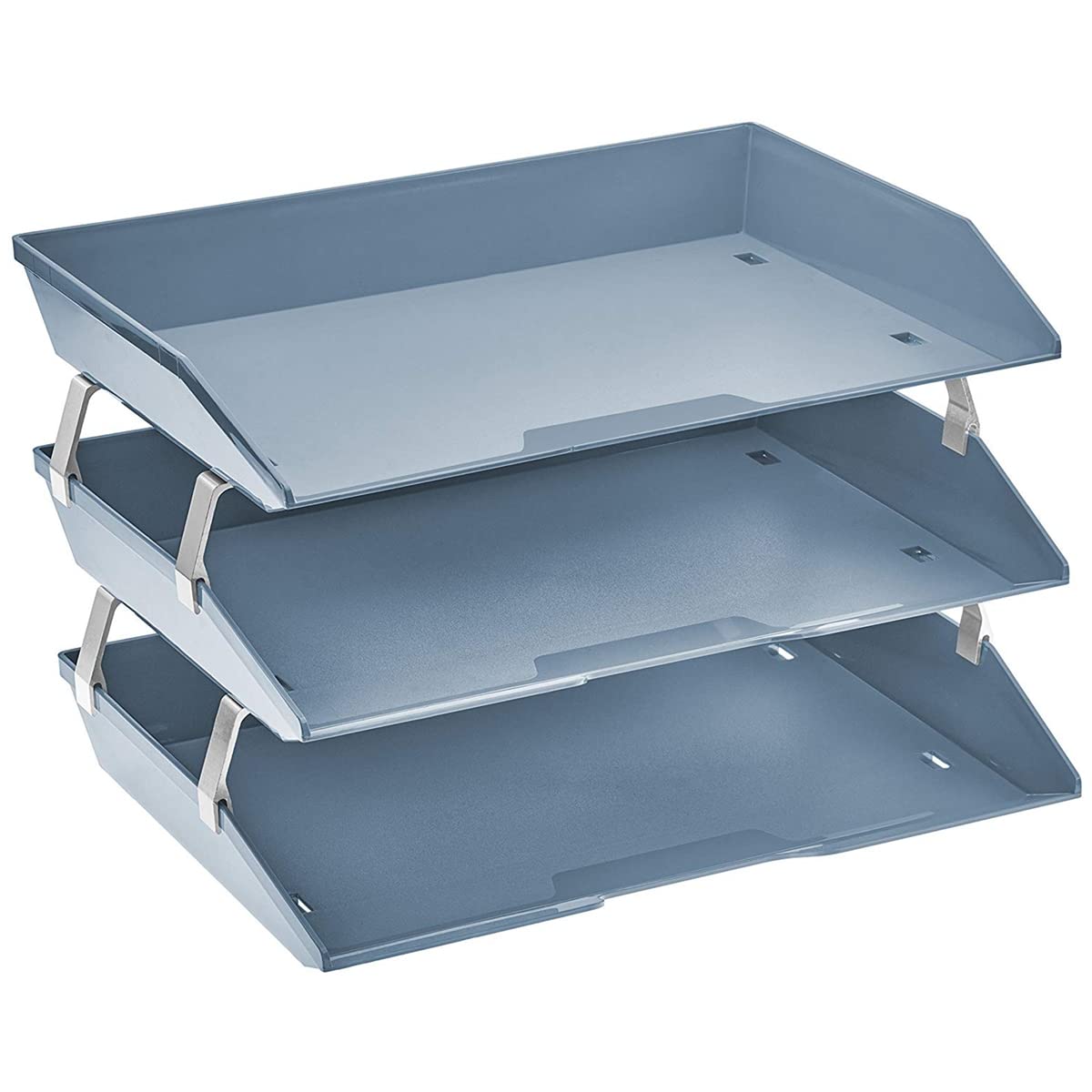 Acrimet Facility Bandeja Organizadora para Cartas de Carga Lateral, Porta Documentos, 3 Niveles, A4 (Plástico) (Color Azul)