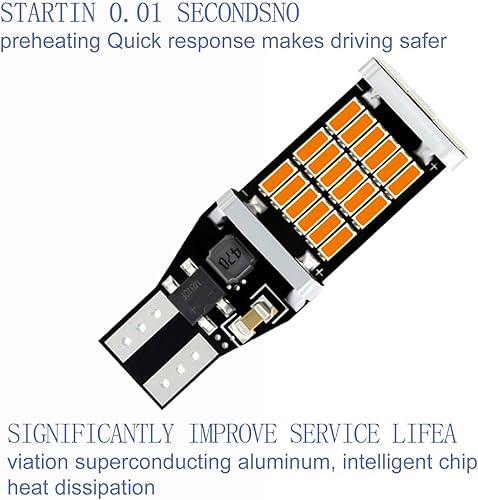 Miniatura 7 de 4 luces de freno T15 para automóvil, 4014 45SMD DC12V de alto brillo de 360 grados, repuesto de señal de giro de luz de marcha atrás, bombilla LED