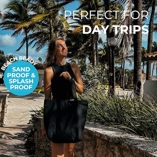 Beach Tote Bag with Zipper and Pockets3