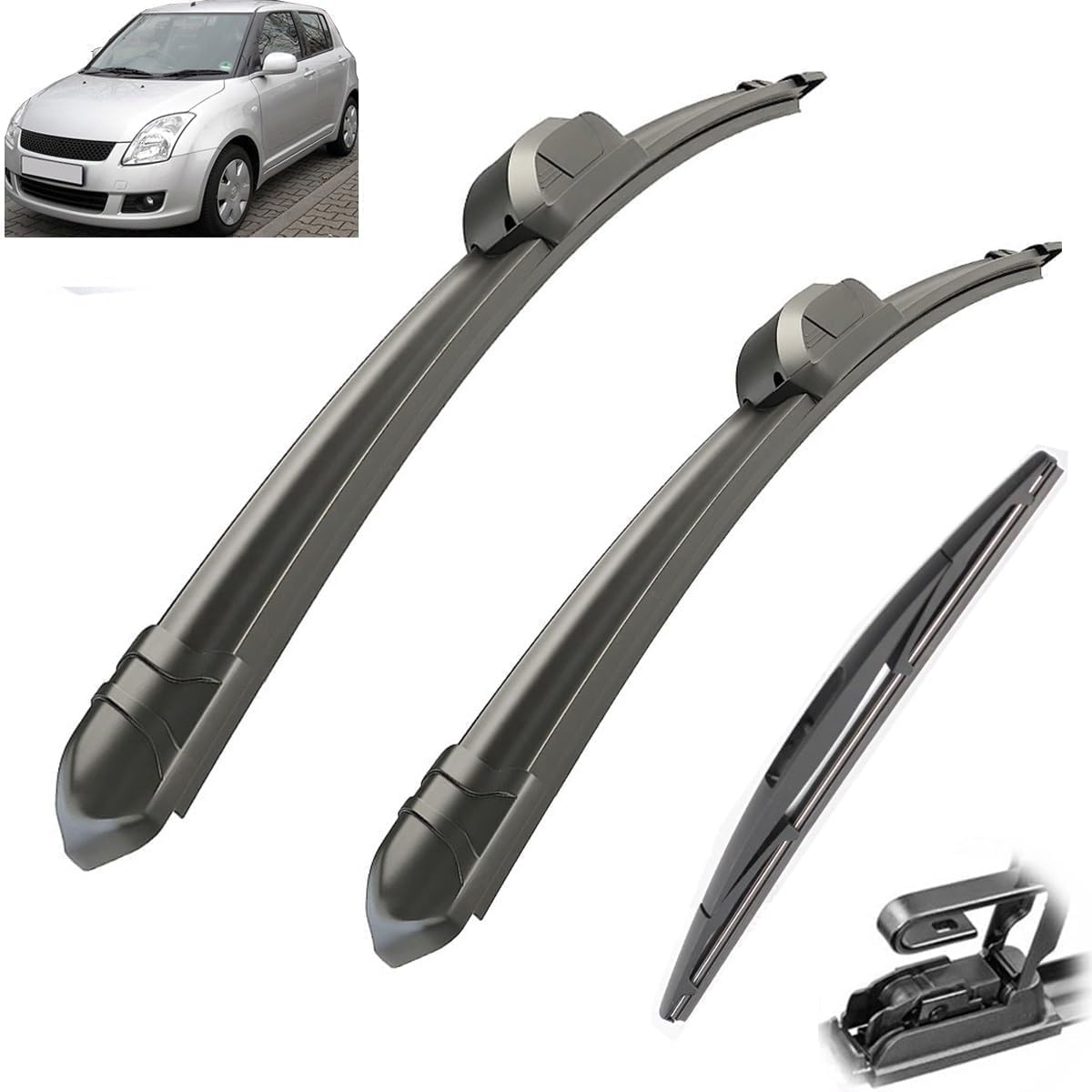 DZTYNKO Car Windscreen Wiper Blades Set for Suzuki Swift Hatchback 2004-2010, Front Window Wipers for Clear Visibility, Replacement Wiper Blades
