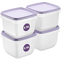 SmartStore Contenitori salvafreschezza con coperchio e organizer per frigorifero, set da 4 pezzi 0,75L, adatti per frigorifero e congelatore, senza BPA, set da congelatore