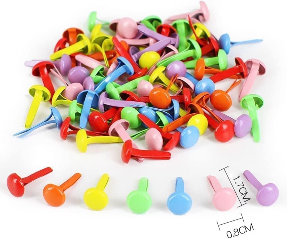 100 Pcs Copper Multicolor Mini Brad Fasteners Round Paper Fasteners Brads for Paper Craft DIY Stamping Scrapbooking Craft Supplies