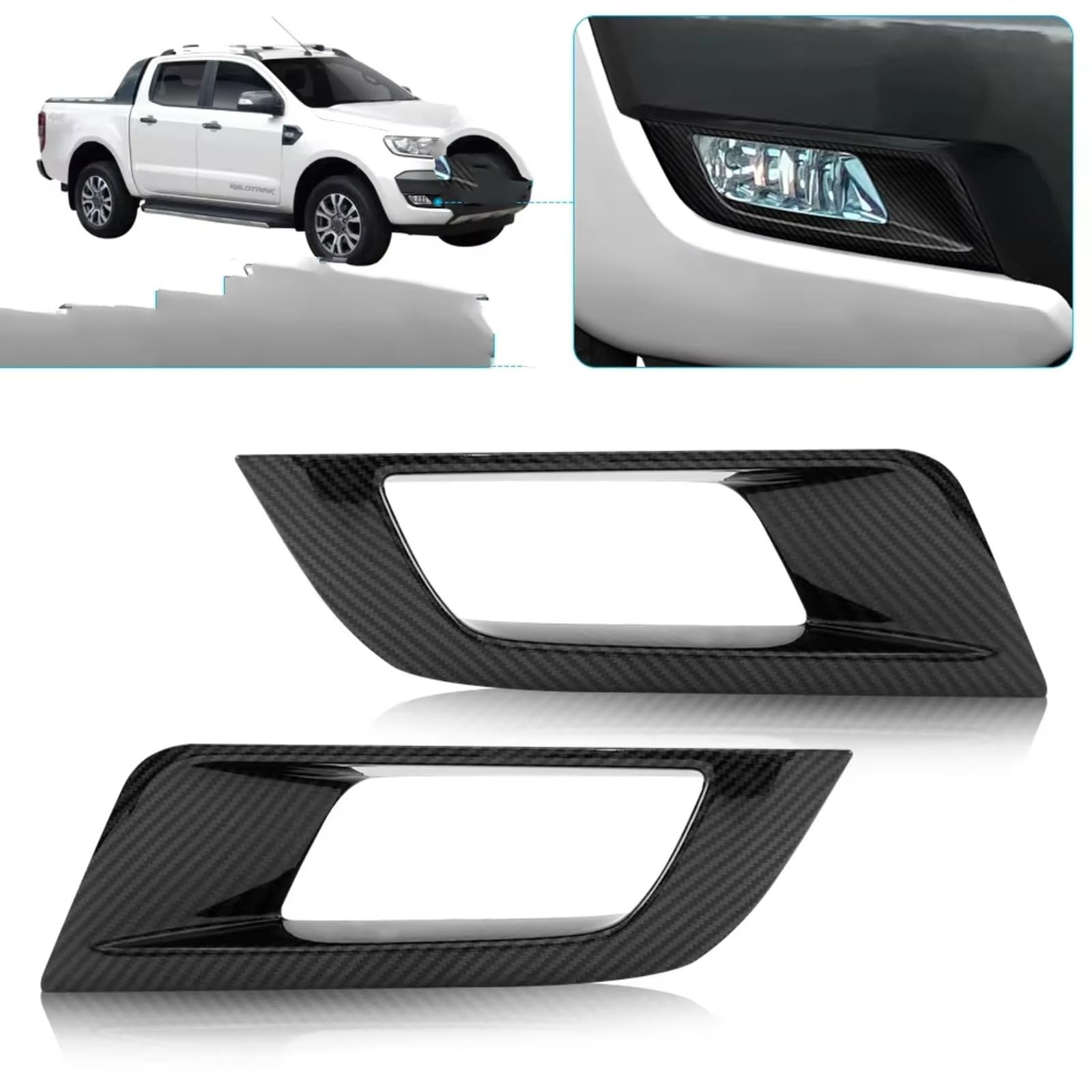 Nebelscheinwerfer Gitter Für Ford Ranger 2015-2018 - Schwarz ABS Frontgitter Set