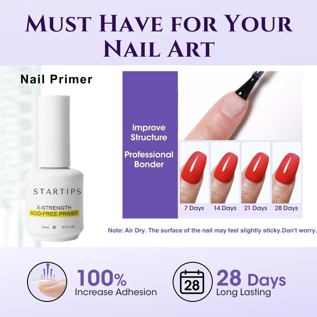 STARTIPS Professional Nail Prep Kit, Dehydrator and Non-Acid Primer for Gel Nail Polish For Women, Fast Dry Bonding Agent Set. Nail Art Kit For Women, DIY Nails At Home, Salon Finish. - Image 6 thumbnail
