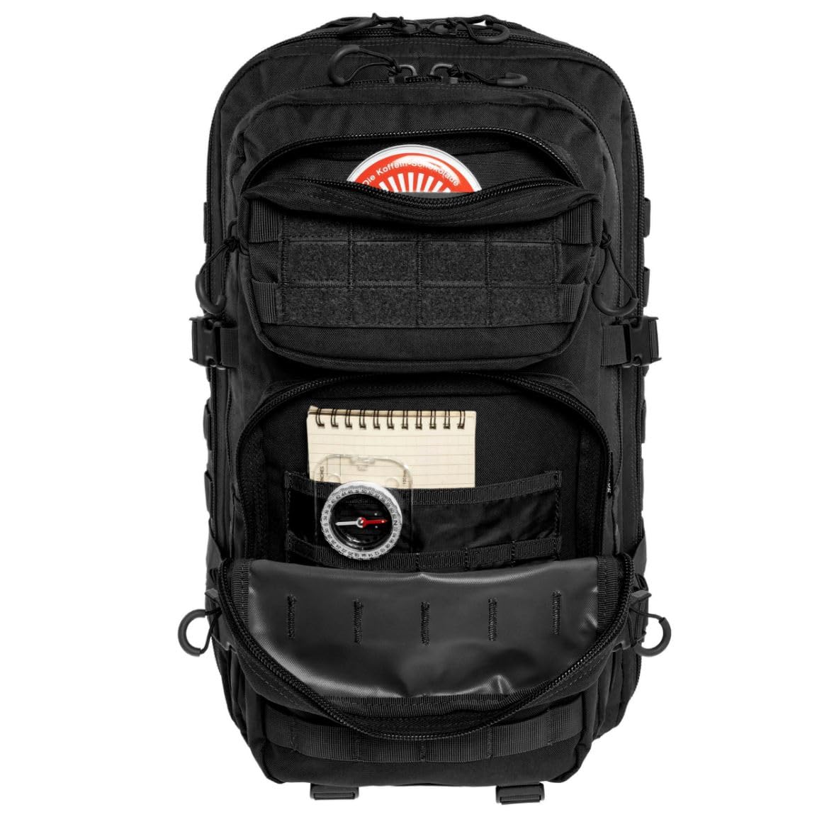 Tactical Polygon Large 36L Sac à Dos Tactique – Noir | Sac Militaire & Outdoor Homme | Avec Système MOLLE & Poche pour Hydratation | Idéal pour Randonnée, Camping & Survie | 51×29×28 cm