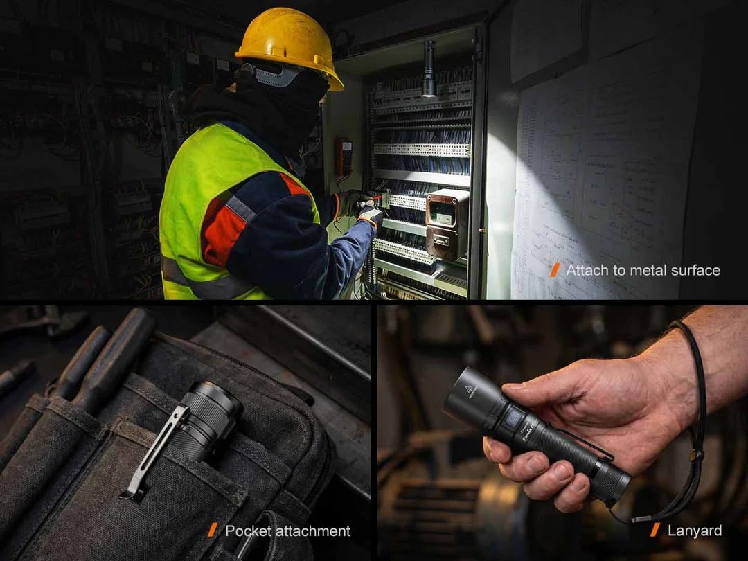 Fenix Linterna LED C7-R, potente, ultra brillante, 3300 lúmenes, iluminación de 575 metros, recargable por USB tipo C, IP68 impermeable y resistente al polvo, succión magnética en la cola