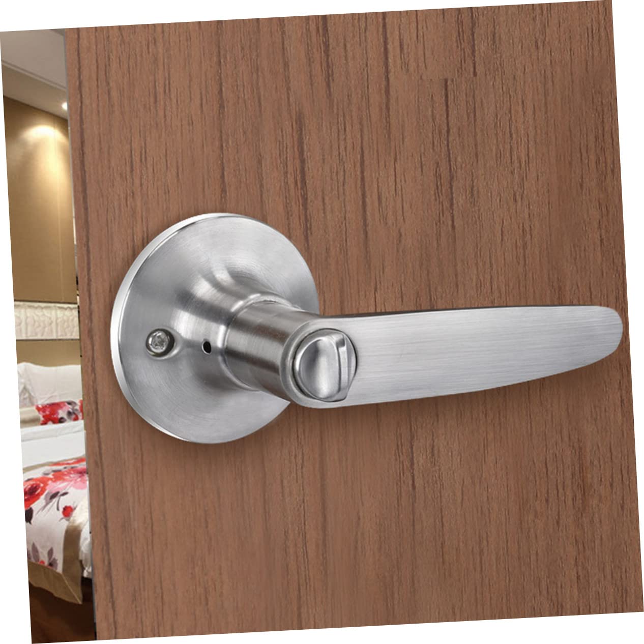 Mipcase Serrure de Porte de Chambre à 3 Barres en Alliage de Zinc Argenté