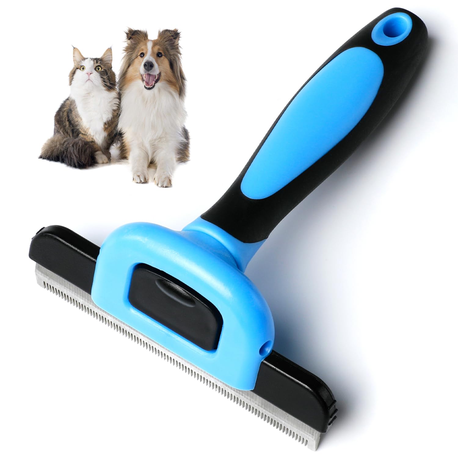 Nobleza Deshedding Brush for Dogs and Cats - Removes up to 95% of Dead Hair, Suitable for Short and Long Hair, with Cleaning Button (13.5×7.5cm)