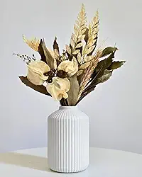 Arranjo De Flores Secas Decorativo Vaso Garrafa Cilíndrica