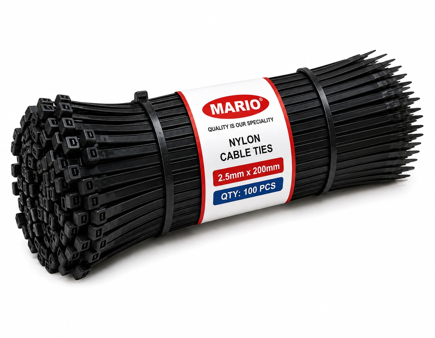 Mario Cable Ties 2.5mm x 200mm (8 Inch) Black – 100 Pack Zip Ties, Heavy Duty Nylon, Self-Locking, UV Resistant, Durable Cable Organizer for Home, Garage, Outdoor & Industrial Use-image-22