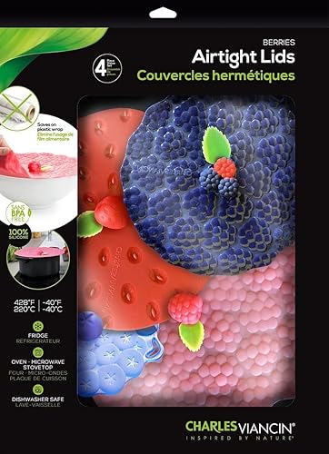 Miniatura 2 de Charles Viancin - Caja de regalo con tapa de bayas - Juego de 4 tapas de silicona para almacenamiento de alimentos y cocinar - 11 pulgadas11.0 in +