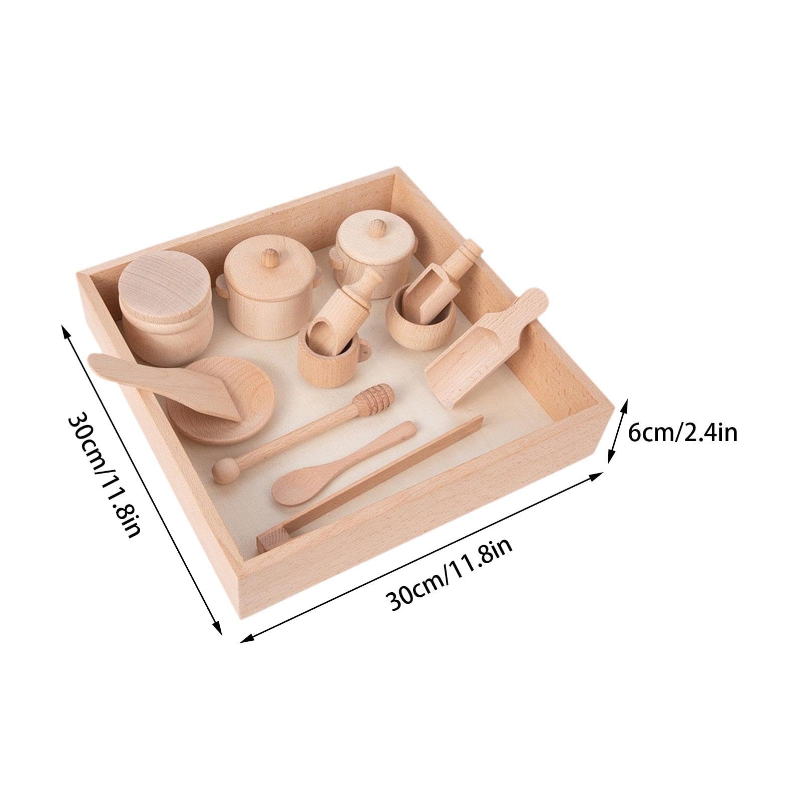Set di 14 Strumenti per Contenitore Sensoriale, Giocattoli Sensoriali Interattivi per Genitori E Figli, Palette di Legno.