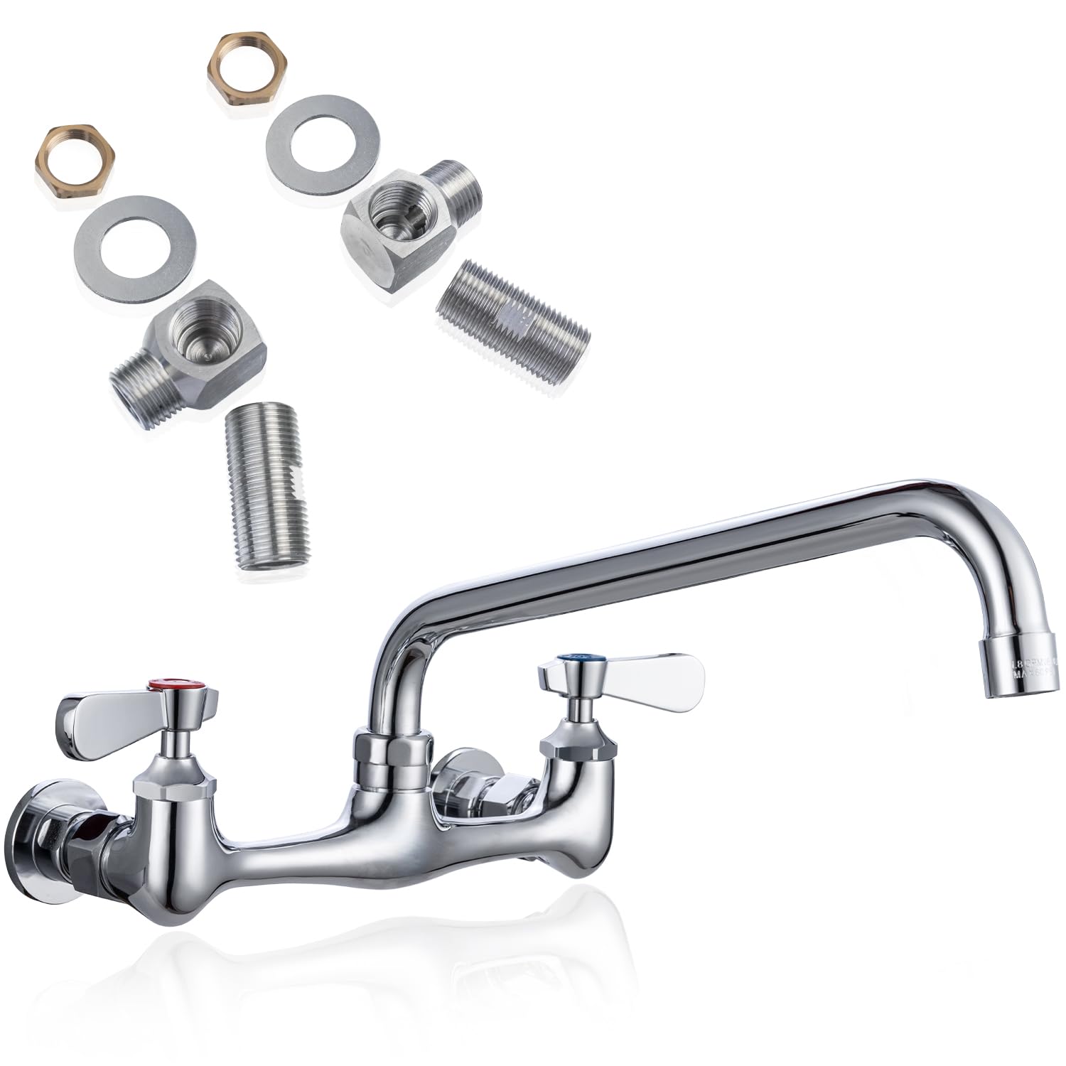 8" Center Wall Mount Commercial Kitchen Sink Faucet with 10" Spout