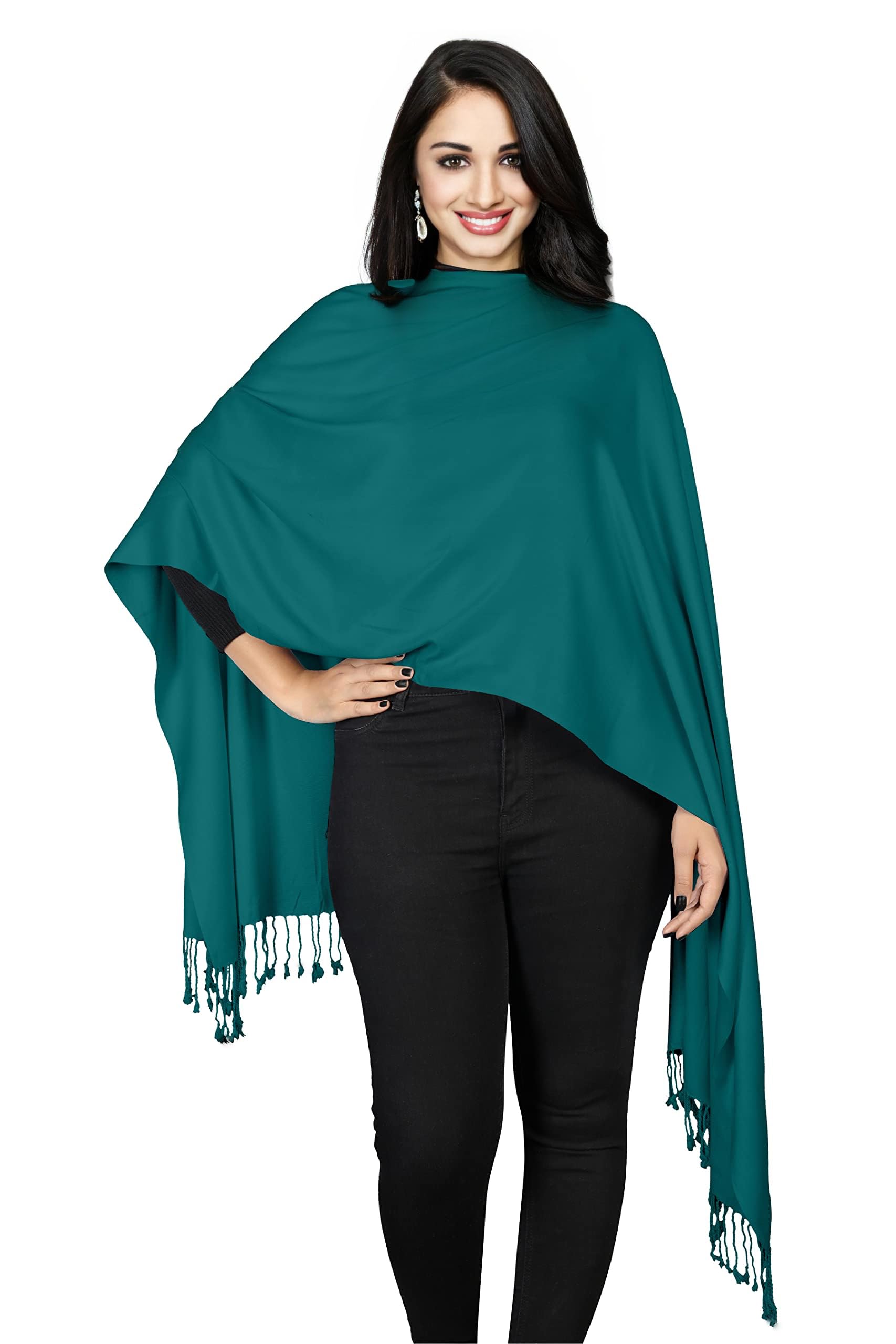 World Of Shawls Women's Teal Green Super Soft Pashmina Shawl Scarf Wrap (Teal Green)
