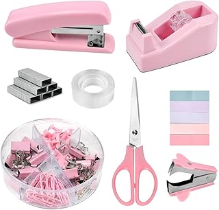 EUIEUT kit de suprimentos de escritório, incluindo agrafador de escritório, removedor de garras, dispensador de fita, gr...