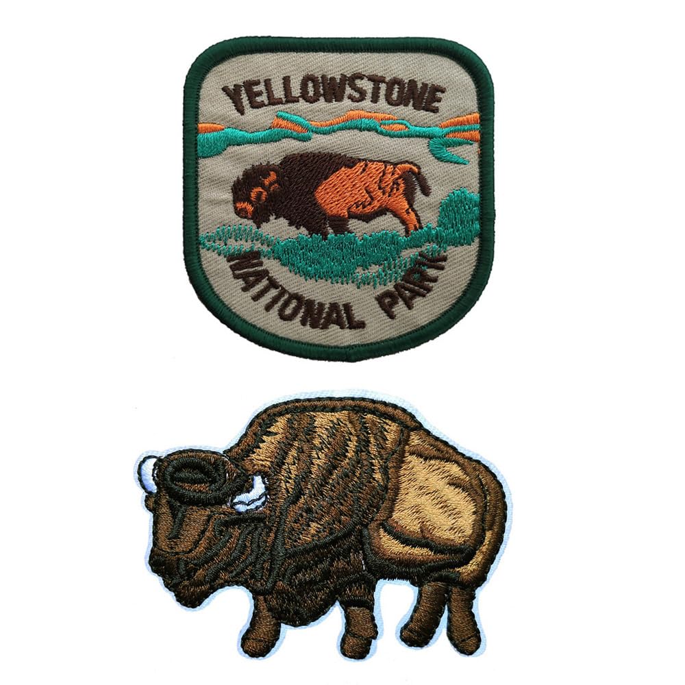 2 PCS Yellowstone National Park Embroidery Iron On Patch for Clothing Accessories