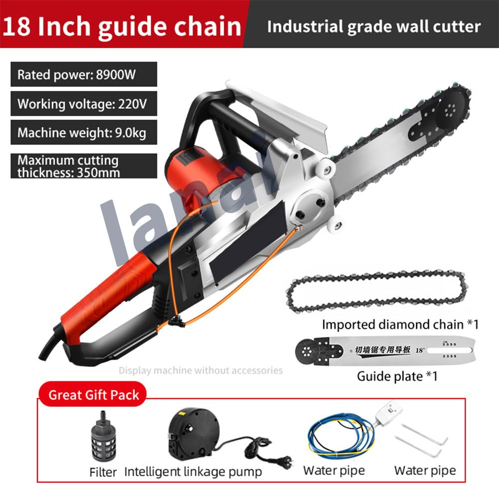Motosierra eléctrica para hormigón,con Profundidad Corte 35/48 cm,Equipo Industrial para Cortar hormigón con Bomba Agua,Cadenas y Barras guía para Granito,hormigón y Piedra,35cm