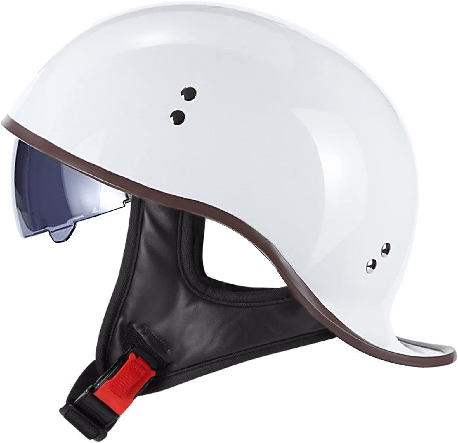 - Motorcycle Retro Half Helmet DOT Approved Adult Men Women Vintage German Style Half Face Skull Cap Helmets for Scooter Moped Cruiser Chopper ATV Motorbike Baseball Cap with Visor Goggles