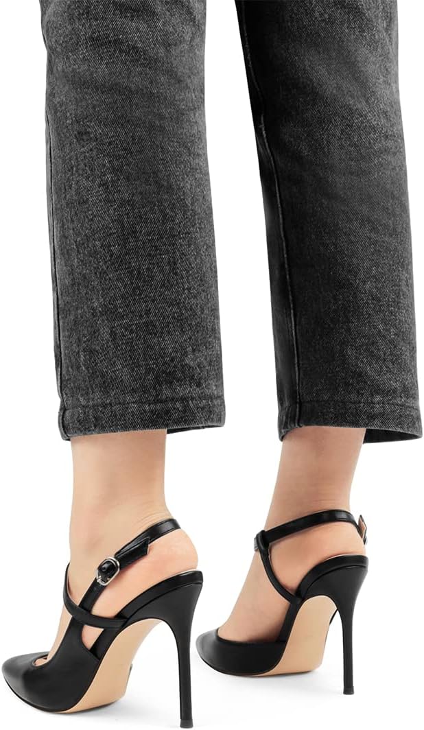 COLETER Women's Slingback Pumps 4IN Buckle Ankle Strap Sandals Closed Pointed Toe Office Work Wedding Shoes - Image 3