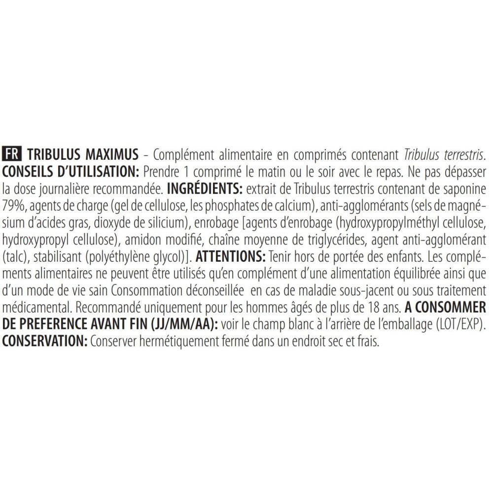 BioTechUSA Tribulus Maximus, Complément alimentaire en comprimés contenant Tribulus terrestris. 90 comprimés