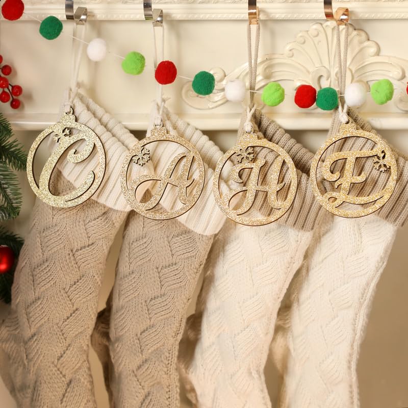 Décorations de Noël personnalisées en bois Amorita avec lettres scintillantes pour fêtes