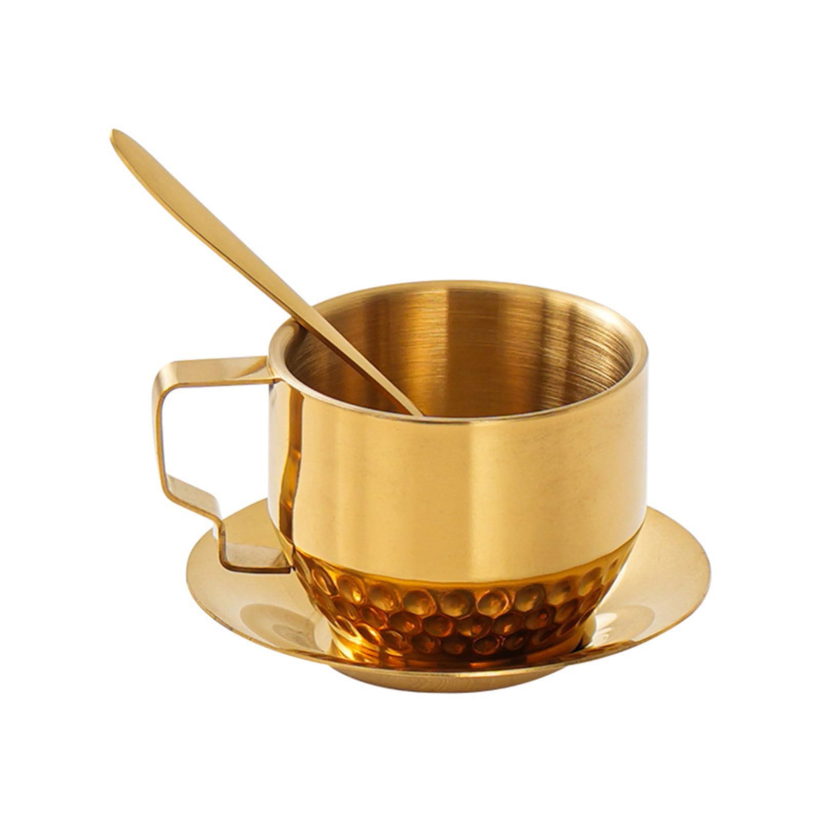 MICFENY Double walled Insulated Coffee Cups Set Coffee Lattes Teas Cups with Spoon and Saucer for Lattes Milk Teas Espresso