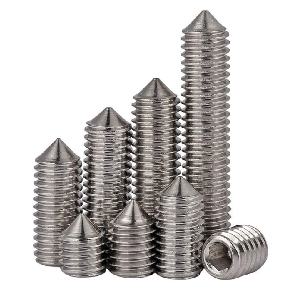 316 roestvrij stalen tip set schroeven, puntige kegel einde machine meters zeshoek socket schroeven M3M4M5M6M8M10-M3*3 (20 stuks