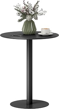 HOMCOM Dining Table 2 Seater Round Kitchen Table 60 x 60 x 72cm Black
