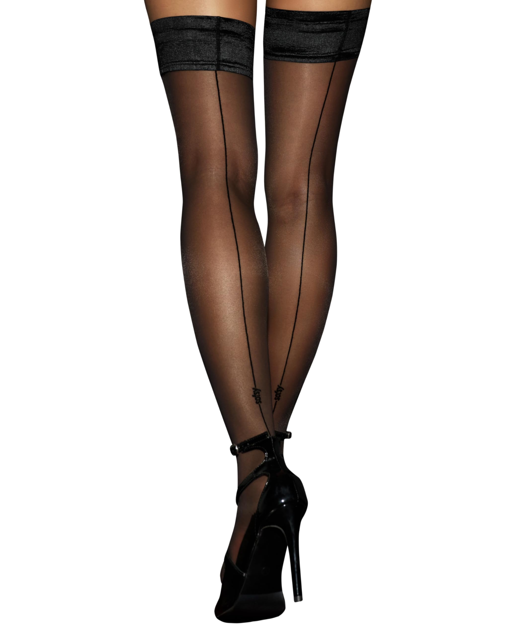 sofsy Sheer Backseam Thigh-High Stockings/Pantyhose w/Hold-Up Silicone | 20 Den