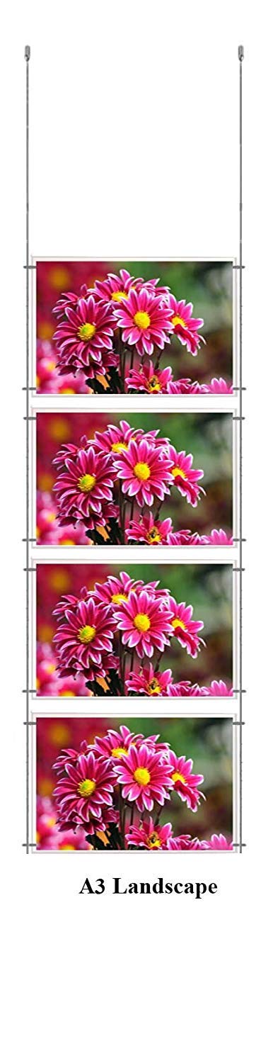 A3 Lanscape Wire Cable Display Acrylic Poster Holder Retail Shop Window Signs Display Panels (4)